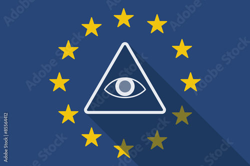 European Union  long shadow flag with an all seeing eye