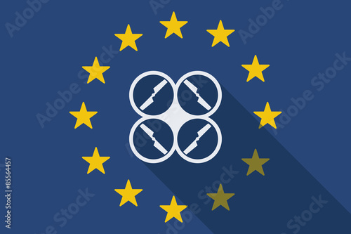 European Union  long shadow flag with a drone