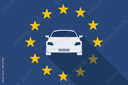 European Union long shadow flag with a car