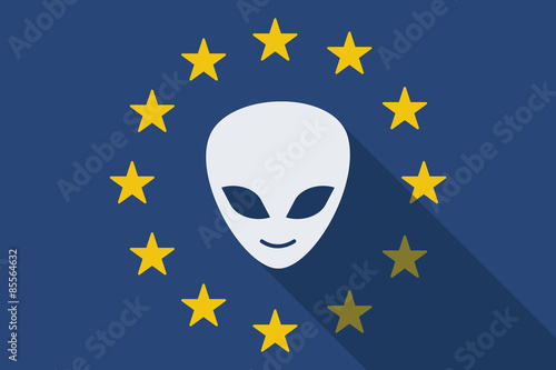 European Union long shadow flag with an alien face