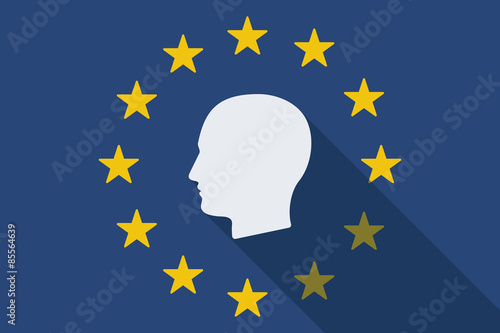 European Union long shadow flag with a male head