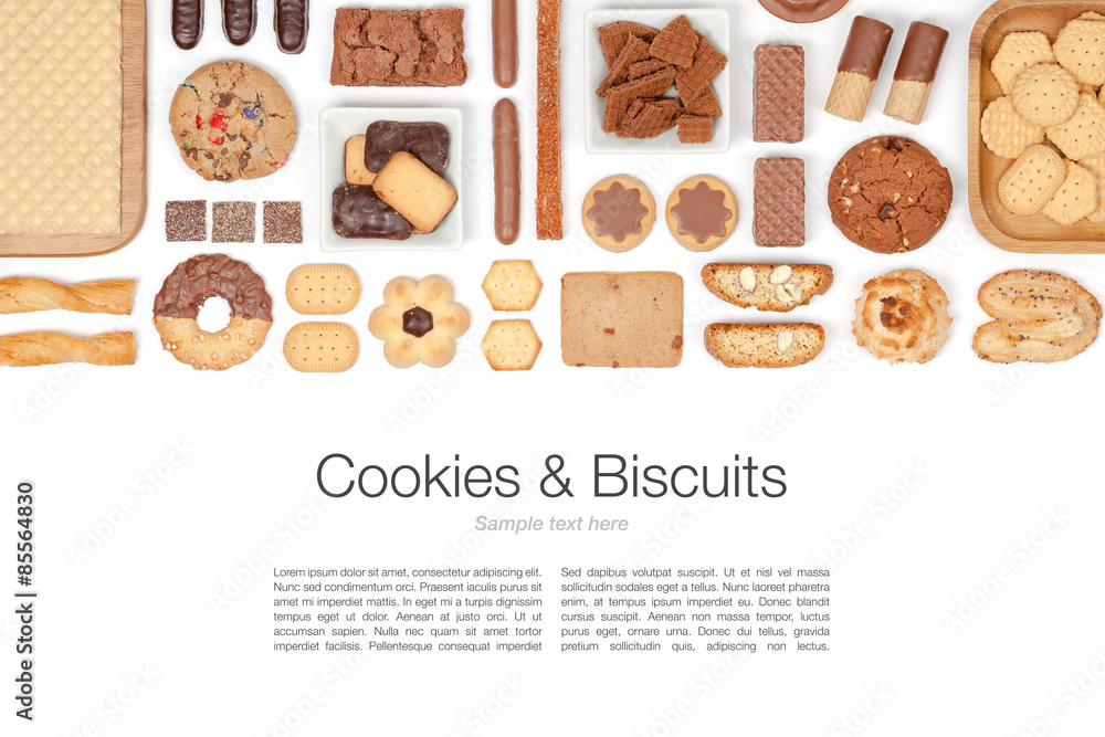 cookies and biscuits on white background  