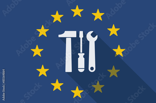 European Union long shadow flag with a tool set
