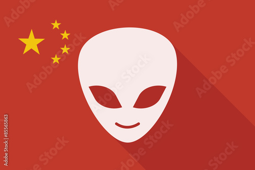 China long shadow flag with an alien face
