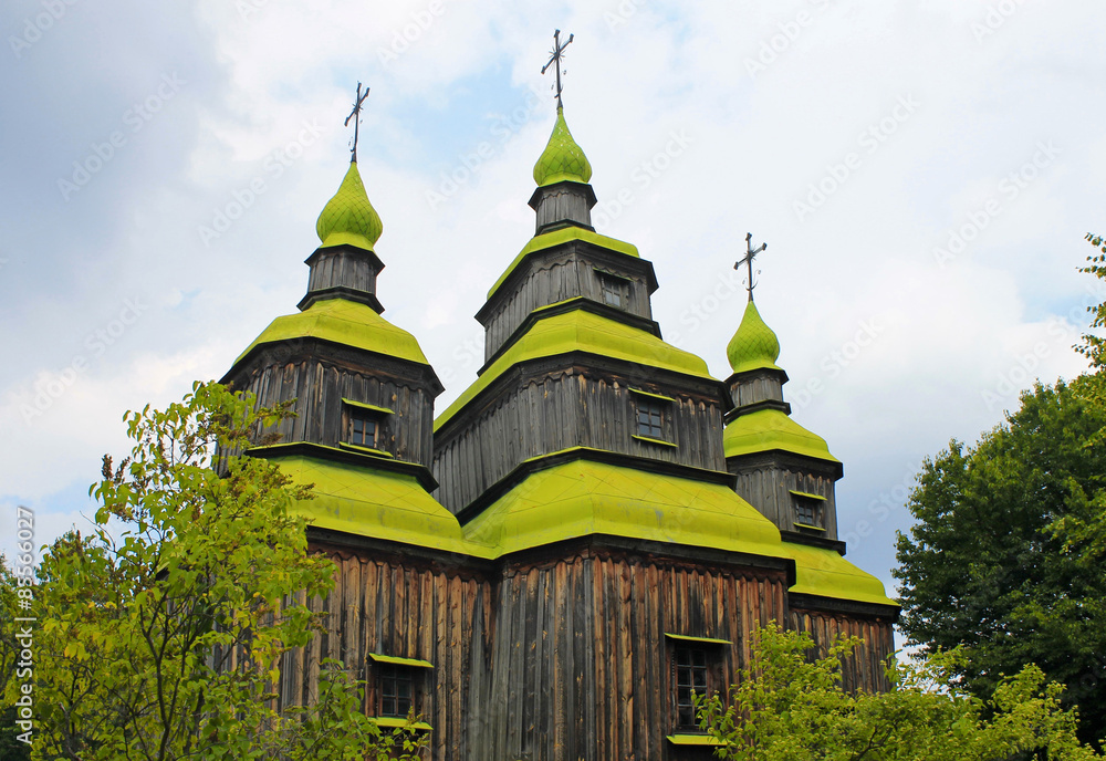 Wooden church in Pirogovo,Ukraine