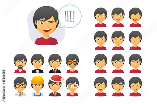     caucasian male cartoon avetar set