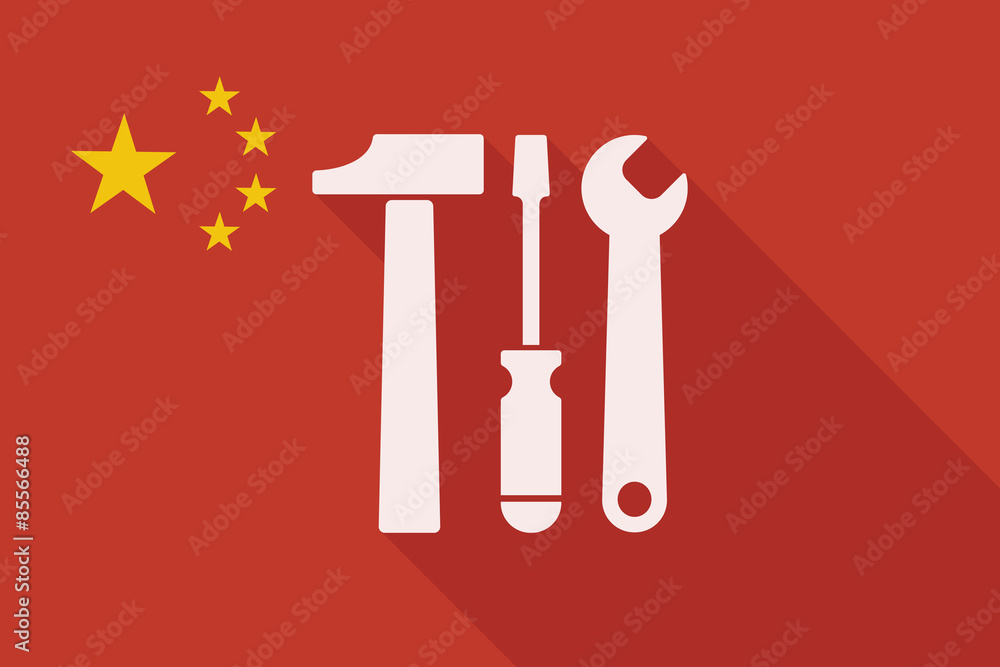 China long shadow flag with a tool set China long shadow flag with a tool set