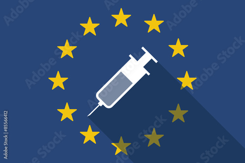 European Union  long shadow flag with a syringe