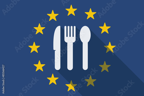 European Union long shadow flag with cutlery