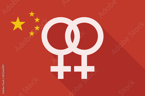 China long shadow flag with a lesbian sign