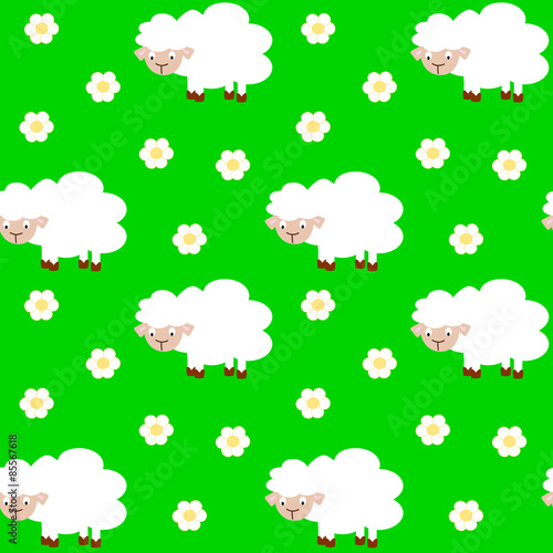 cute funny cartoon sheep seamless vector pattern