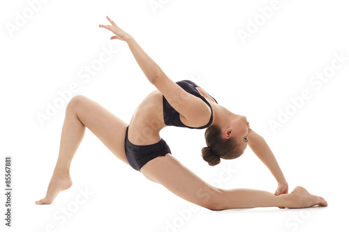 Professional female gymnast, isolated on white