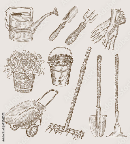 Design set with garden tools