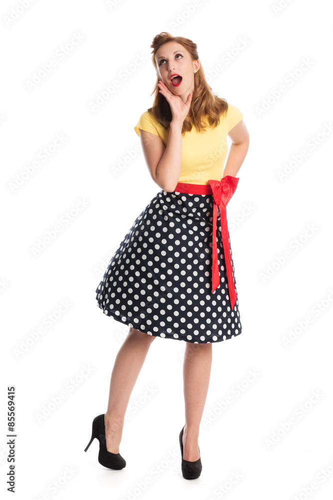 Hübsches Pin up Mädchen ruft laut Hübsches Pin up Mädchen ruft laut
