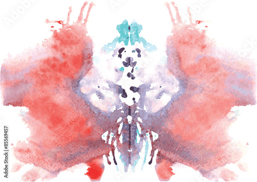 watercolor symmetrical Rorschach blot on a white background
