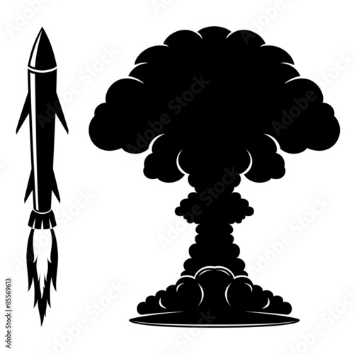 Rocket sign and explosion.