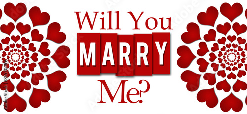 Will You Marry Me Red Hearts Stripes Horizontal 