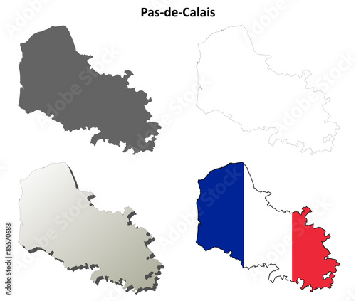 Photos Pas-de-Calais (Nord-Pas-de-Calais) outline map set