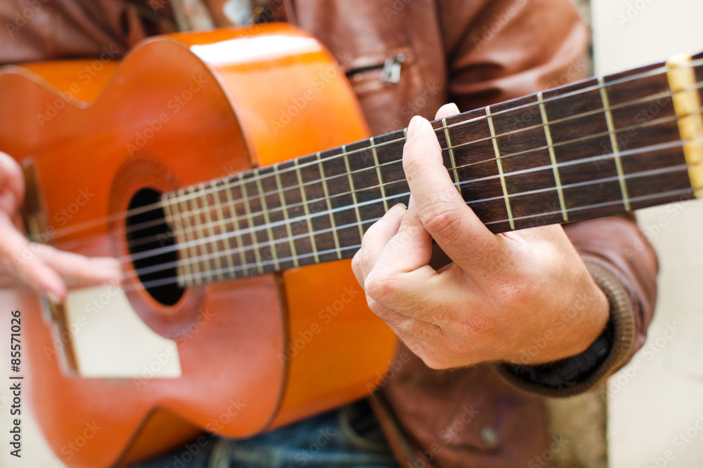Fototapeta premium man with guitar. urban style