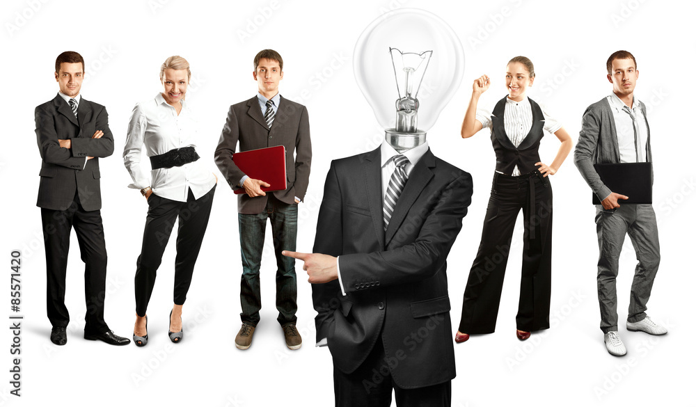 Business Team With Lamp Head Business Team With Lamp Head