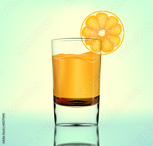 Vector orange fresh in glass