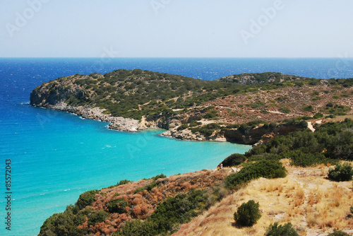 Sea view with rocks and lagoon. Crete, Greece