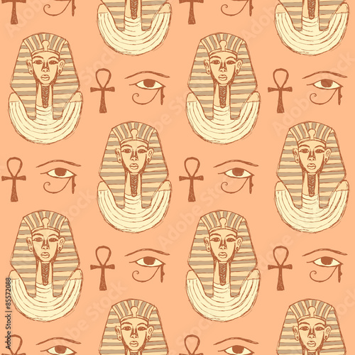 Sketch Egyptian symbols in vintage style