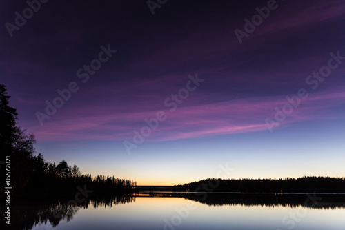 Serene view of calm lake at twilight