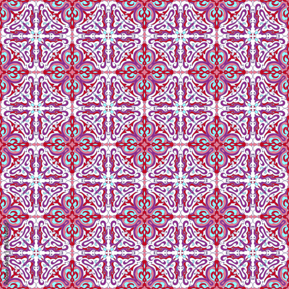 Hand drawing zentangle mandala color seamless parteern. Italian majolica style Hand drawing zentangle mandala color seamless parteern. Italian majolica style