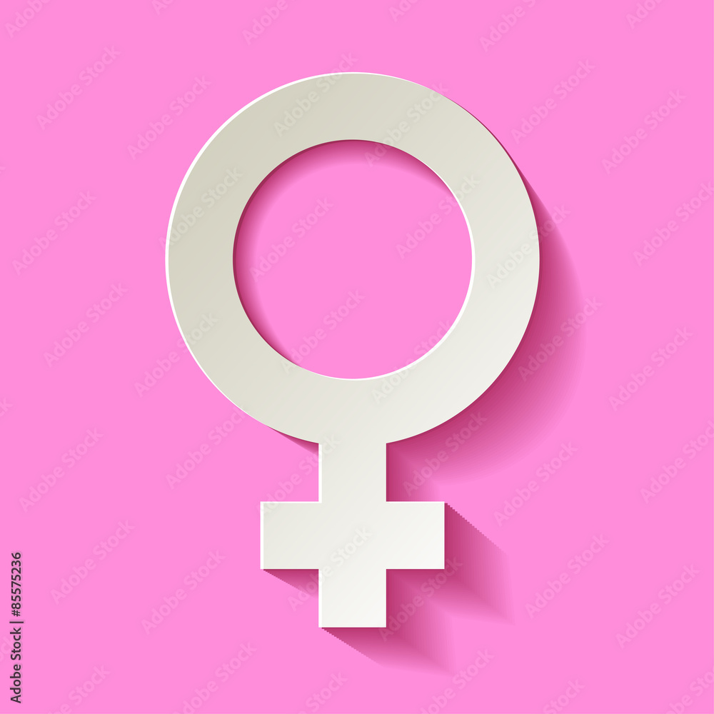 Female icon - Venus vector symbol with shadow on a roseate background Female icon - Venus vector symbol with shadow on a roseate background