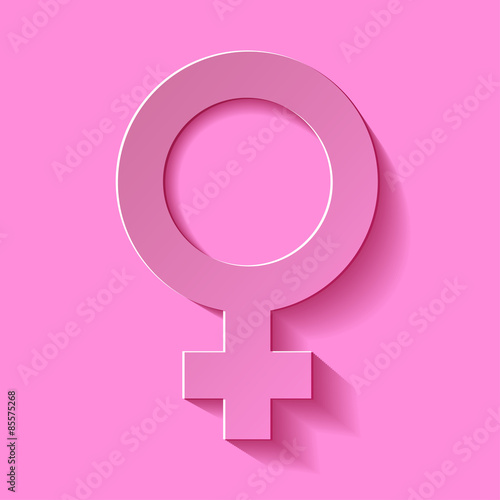 Female icon - Venus vector symbol with shadow roseate on a roseate background