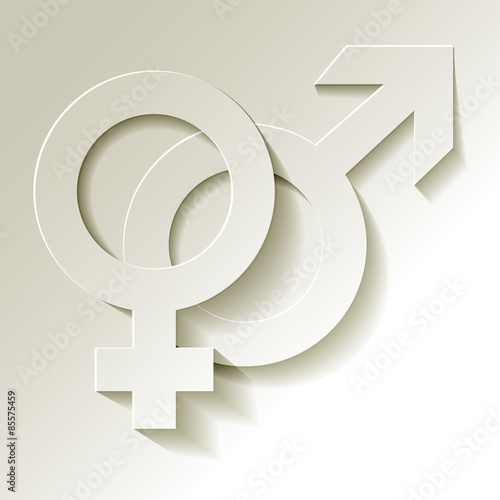 Male and female icon - Venus and Mars vector symbol with shadow