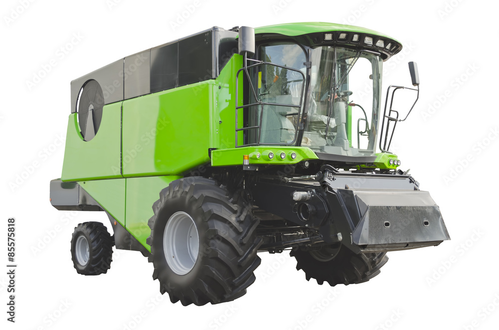 Agricultural harvester isolated on a white background