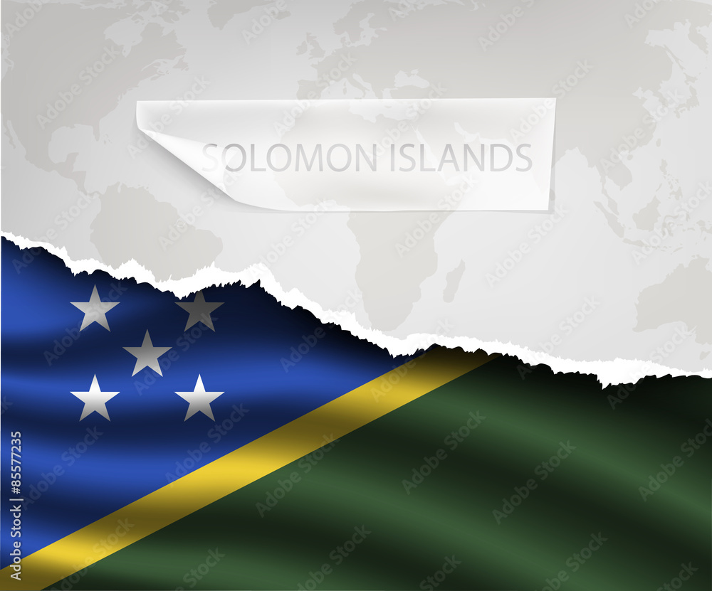 paper with hole and shadows SOLOMON ISLANDS flag
