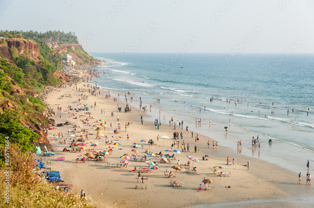 Varkala beach in Kerala, India.
