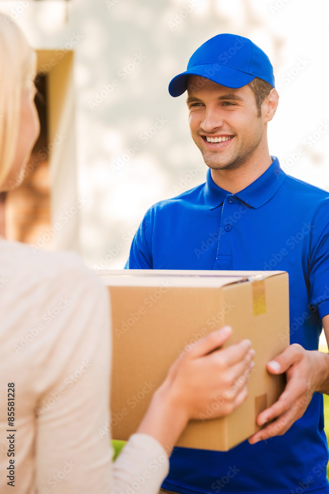 Delivering each package with smile. Delivering each package with smile.