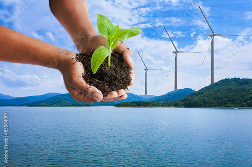 concept save the world, Green Tree returned to the environment.