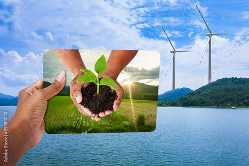 concept save the world, Green Tree returned to the environment.