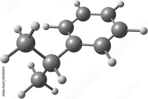 Cumene molecule isolated on white