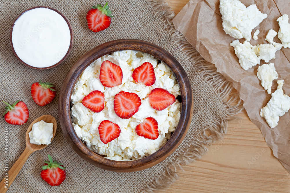 Healthy homemade cottage cheese breakfast or lunch with