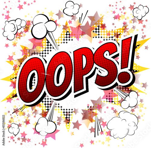 Oops - Comic book style word isolated on white background.