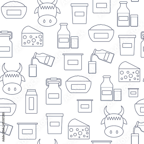 Seamless modern background with outline products containing