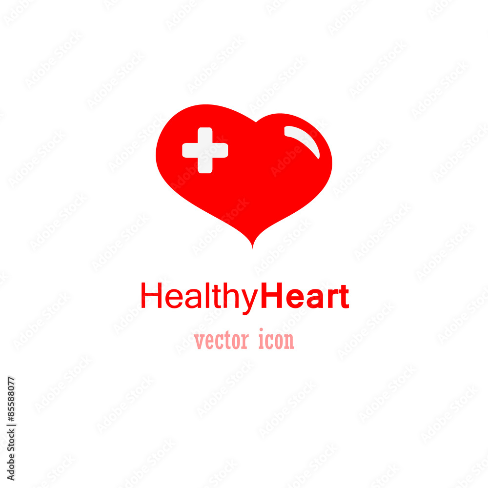 Obraz premium Healthy heart, red icon