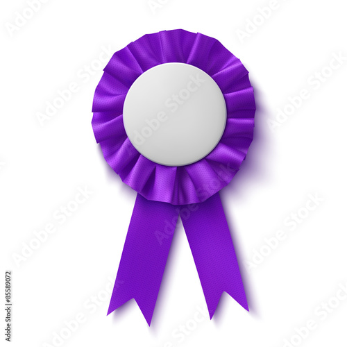 Blank, realistic purple fabric award ribbon.