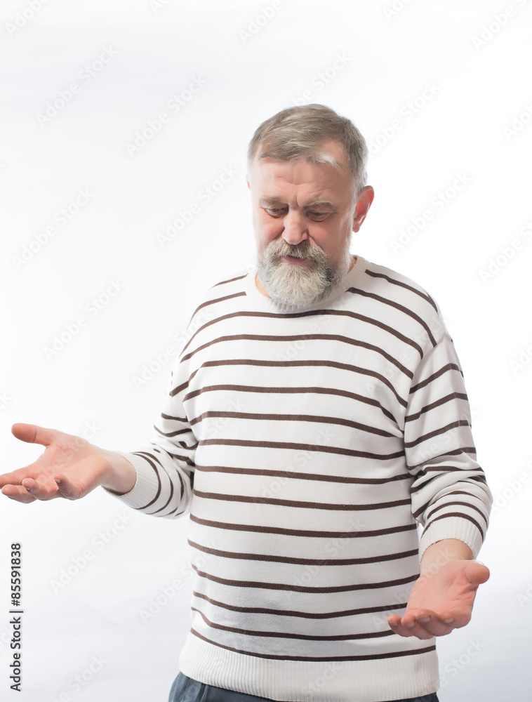 old man with a beard that it tells, gestures old man with a beard that it tells, gestures