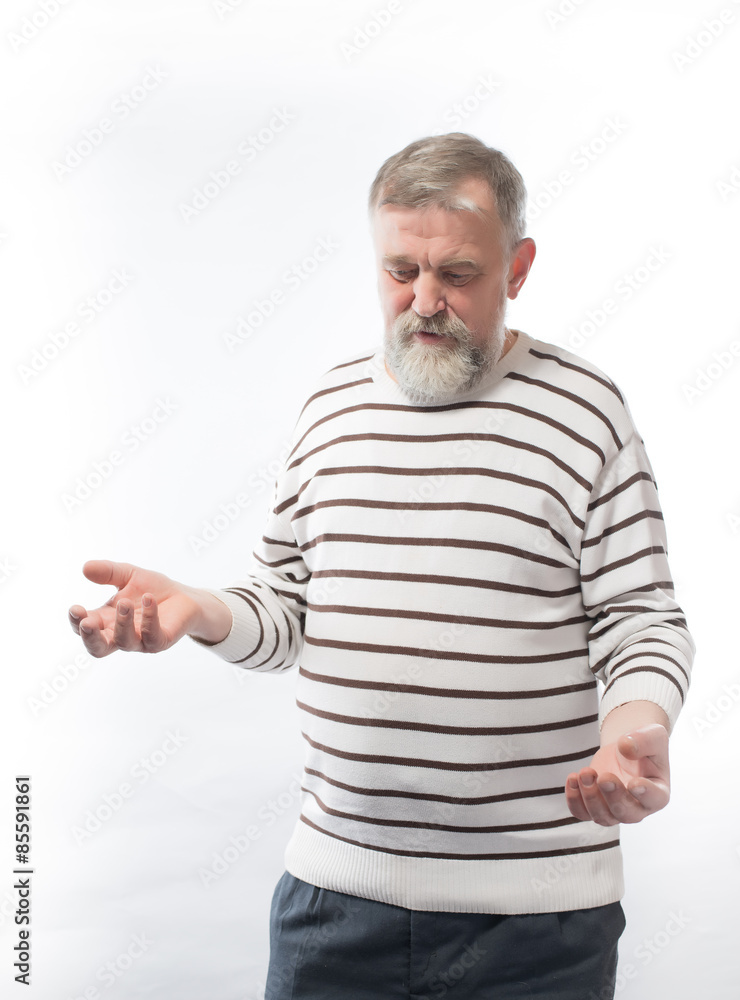old man with a beard that it tells, gestures old man with a beard that it tells, gestures