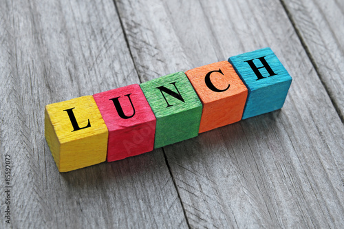 word lunch on colorful wooden cubes