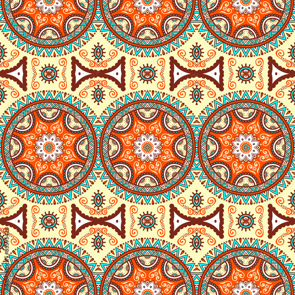 Ethnic floral seamless pattern