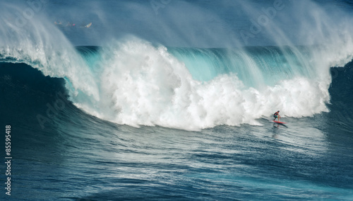MAUI, HAWAII, USA-DECEMBER 10, 2014: Unknown surfer is riding a
