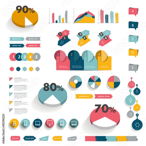 Collection of infographics elements. Colorful set template.